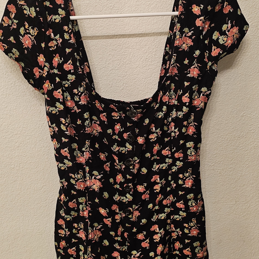 Urban Outfitters Black with Floral Accents Rompers